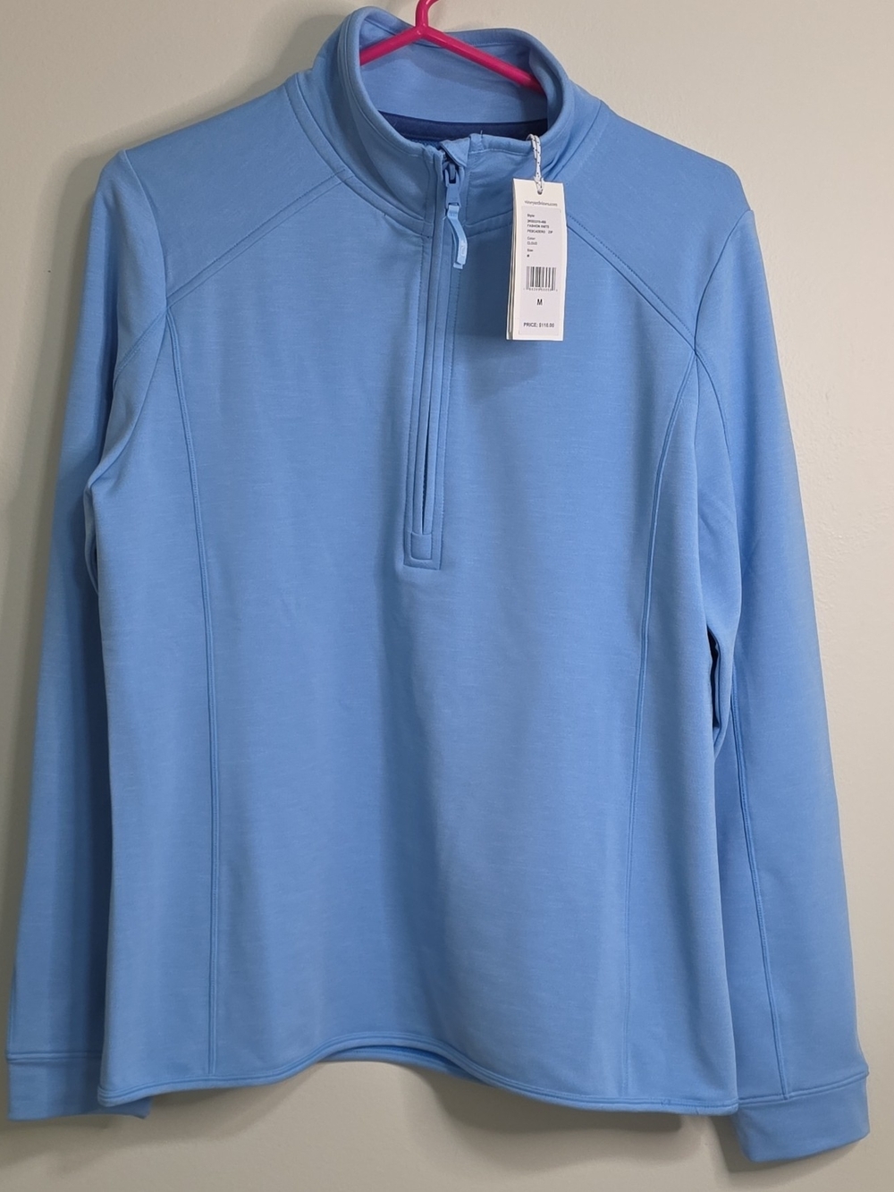 Vineyard Vines Performance Pescadero Blue Mock Neck 1/4 Zip Wicking Pullover Men